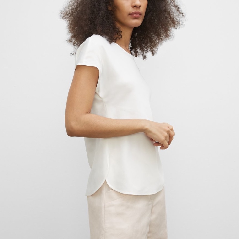 Satin Tee - New With Tags - NEVER WORN - White